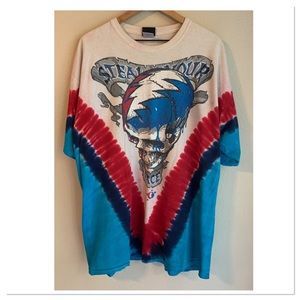 Liquid Blue 2003 Grateful Dead Tee Shirt Skull Graphic Tie Dye Red Blue 2XL